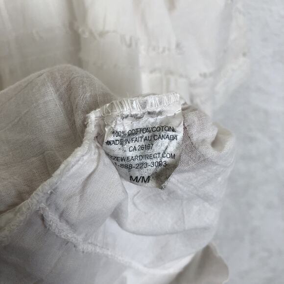 VTG EZZEWEAR Tunic Top Women's Sz M White Cotton Raw Edge Button Blouse Raglan - Picture 4 of 9